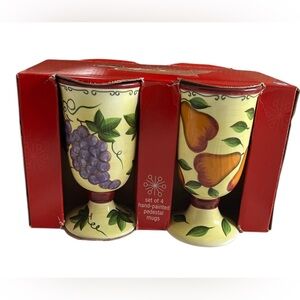 Set of 4 Sonoma Lifestyle Hand-Painted Pedestal Latte Mugs